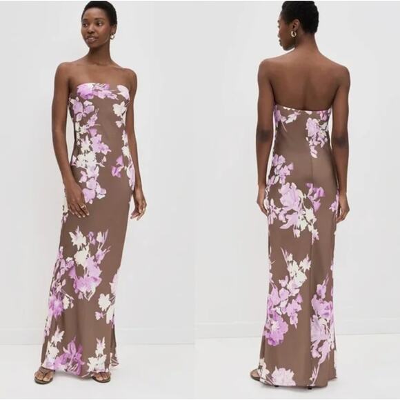 ROCOCO SAND Maxi Strapless Dress in Brown Pink - Picture 2 of 11